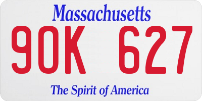 MA license plate 9OK627