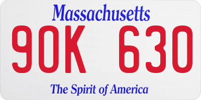 MA license plate 9OK630