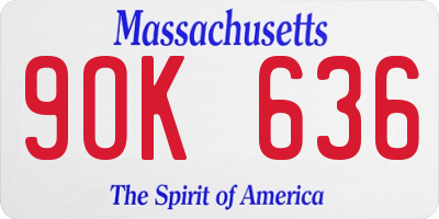 MA license plate 9OK636