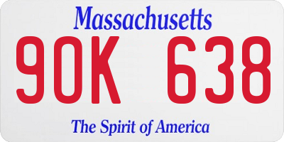 MA license plate 9OK638