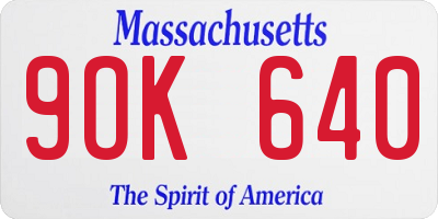 MA license plate 9OK640