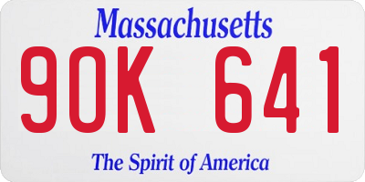 MA license plate 9OK641