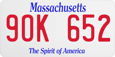 MA license plate 9OK652