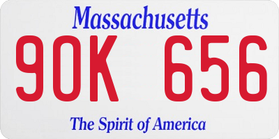 MA license plate 9OK656