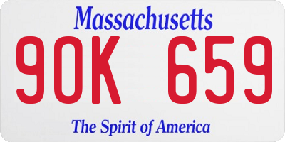 MA license plate 9OK659