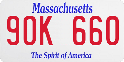 MA license plate 9OK660