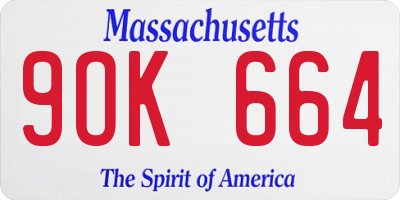 MA license plate 9OK664