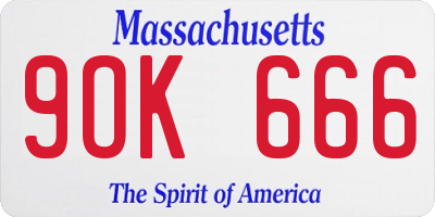 MA license plate 9OK666