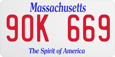 MA license plate 9OK669