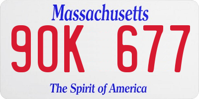 MA license plate 9OK677