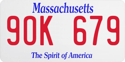 MA license plate 9OK679