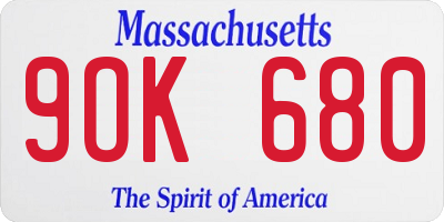 MA license plate 9OK680