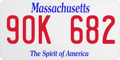MA license plate 9OK682