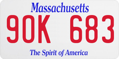 MA license plate 9OK683