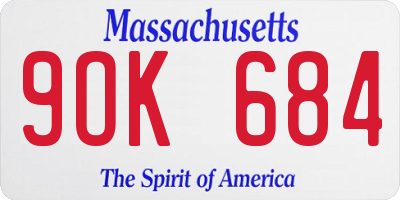 MA license plate 9OK684