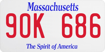 MA license plate 9OK686