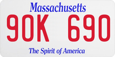 MA license plate 9OK690