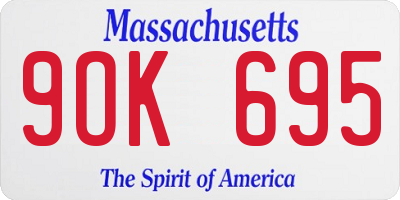 MA license plate 9OK695