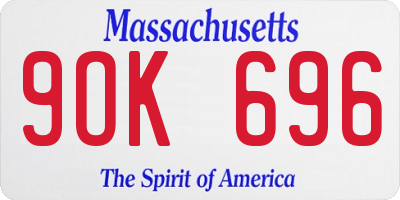 MA license plate 9OK696