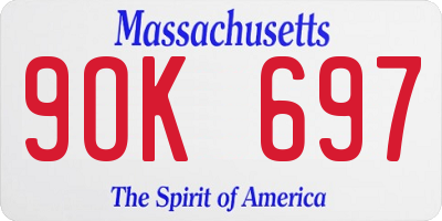 MA license plate 9OK697