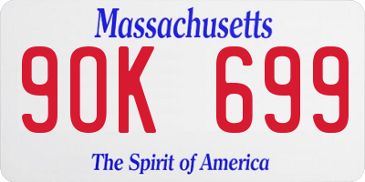 MA license plate 9OK699