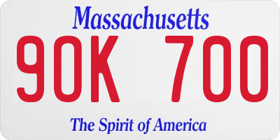 MA license plate 9OK700