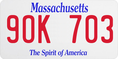MA license plate 9OK703