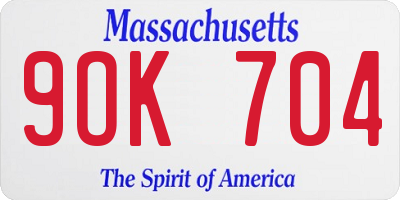 MA license plate 9OK704