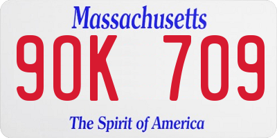 MA license plate 9OK709