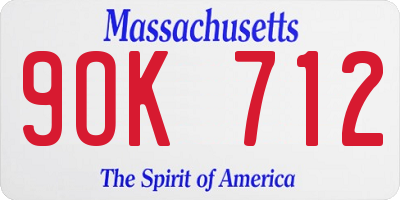 MA license plate 9OK712