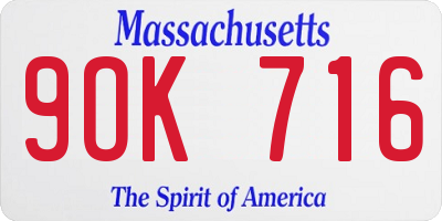 MA license plate 9OK716