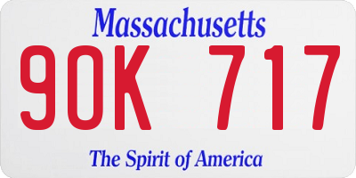 MA license plate 9OK717