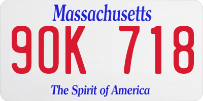 MA license plate 9OK718