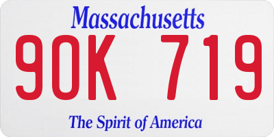 MA license plate 9OK719