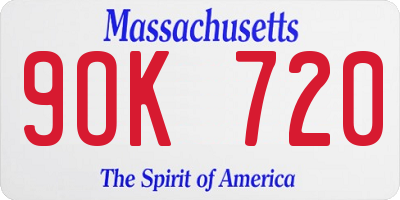 MA license plate 9OK720