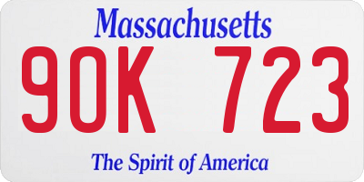 MA license plate 9OK723
