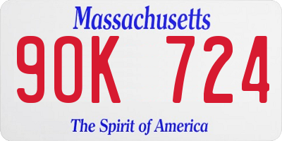 MA license plate 9OK724