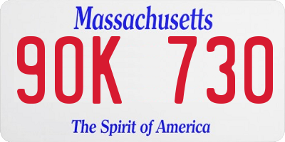MA license plate 9OK730