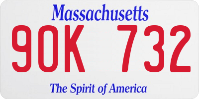 MA license plate 9OK732