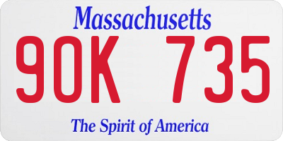 MA license plate 9OK735