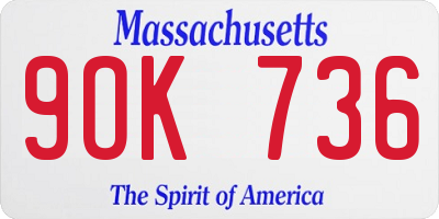 MA license plate 9OK736