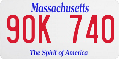 MA license plate 9OK740