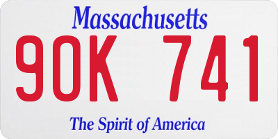 MA license plate 9OK741