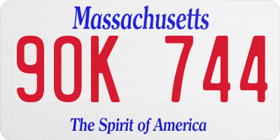 MA license plate 9OK744