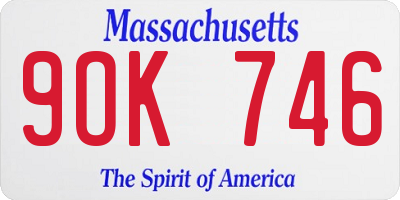 MA license plate 9OK746