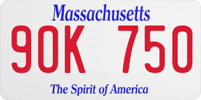 MA license plate 9OK750