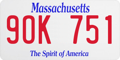 MA license plate 9OK751