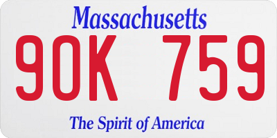 MA license plate 9OK759
