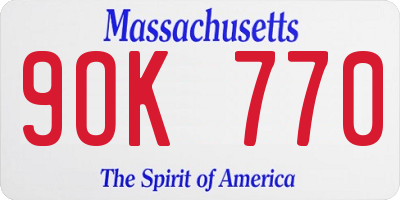 MA license plate 9OK770
