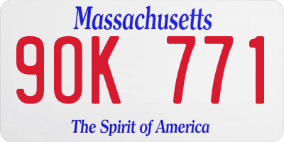 MA license plate 9OK771